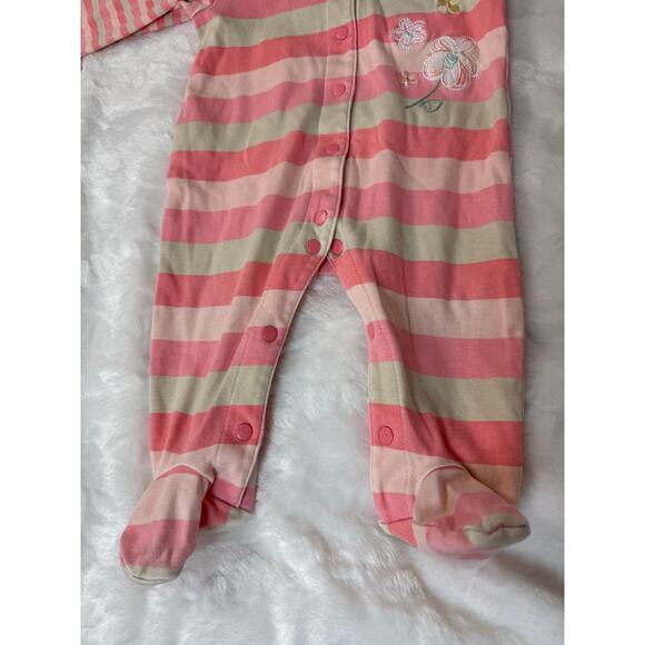 Vintage 90s Y2K Carter’s Classics Pink Striped Embroidered Footie Pajama 6-9 Mos - Picture 6 of 6